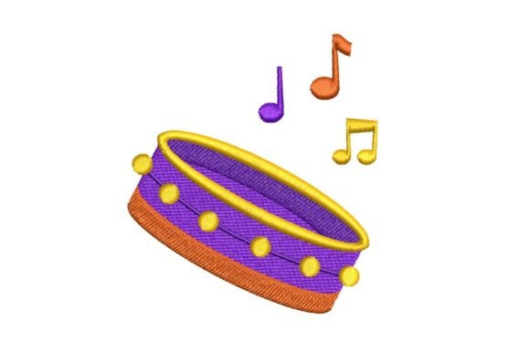 Review: Musical Tambourine with Notes Embroidery Design